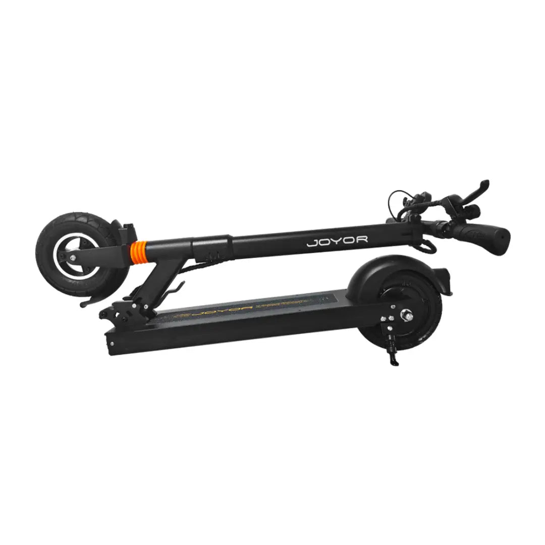 JOYOR F5 electric scooter fully folded compact storage side view