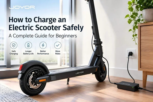 JOYOR electric scooter charging safely with its compatible charger