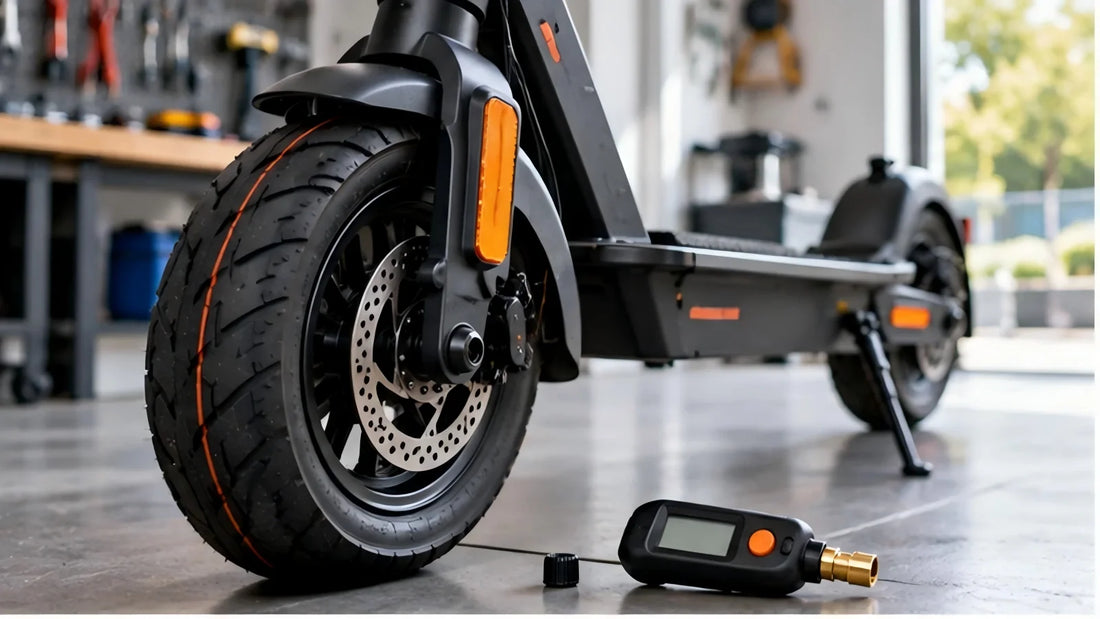 Electric scooter pneumatic tire and digital pressure gauge