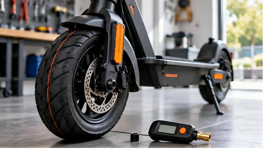 Electric scooter pneumatic tire and digital pressure gauge