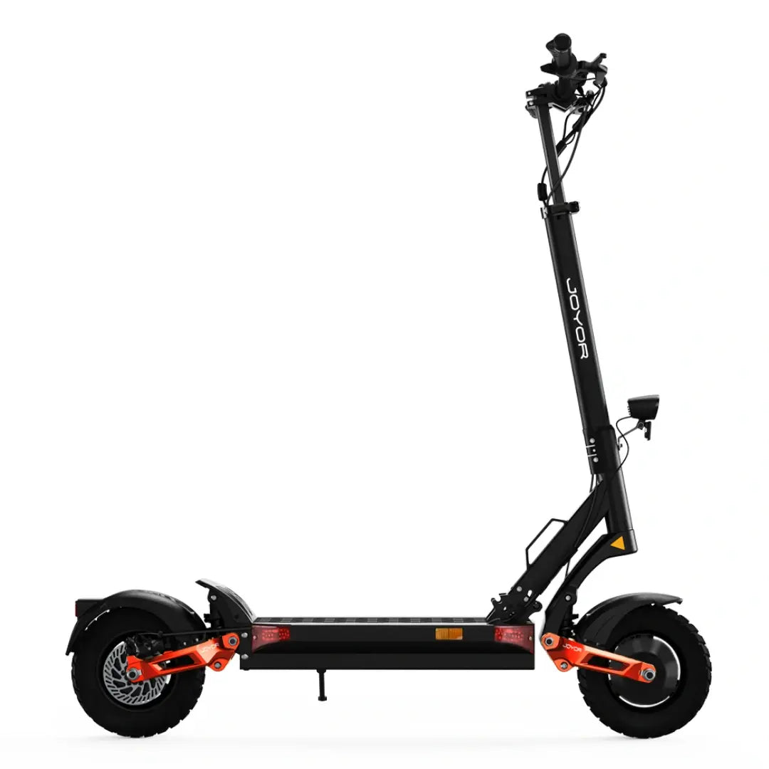 JOYOR T10 scooter full side profile with dual hydraulic suspension