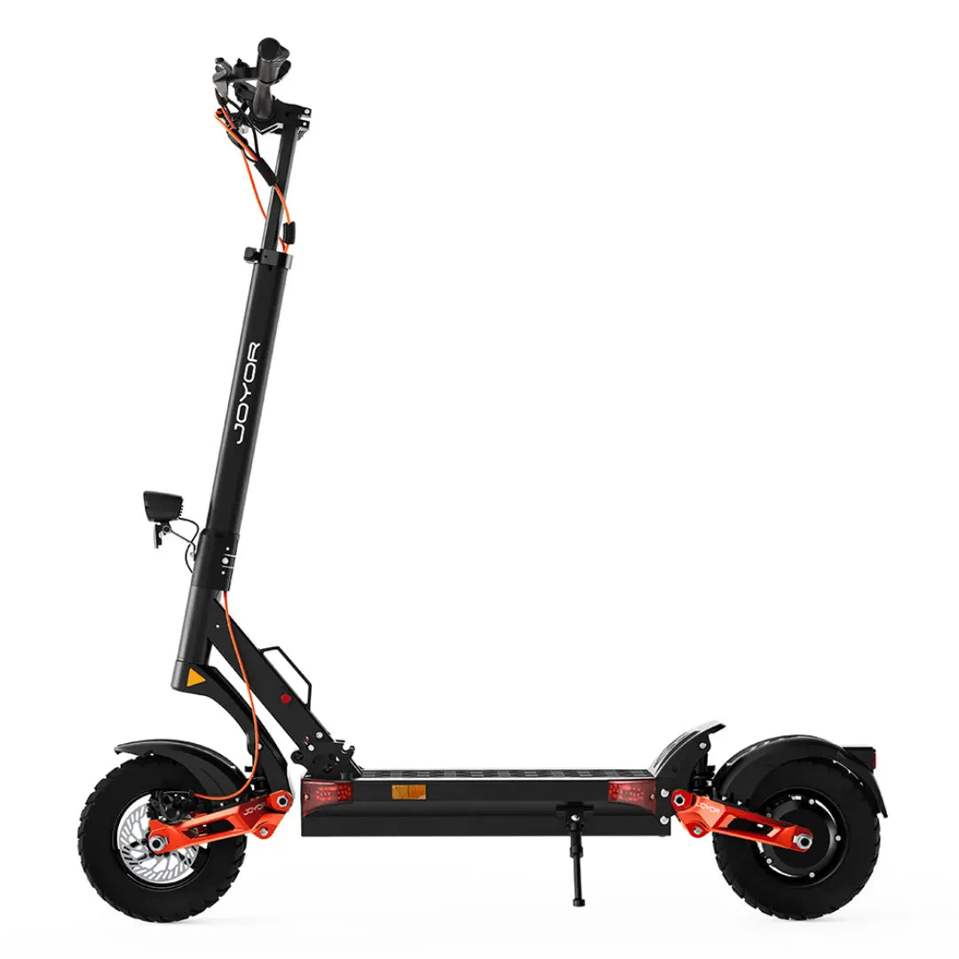 JOYOR T6 electric scooter side view with kickstand unfolded
