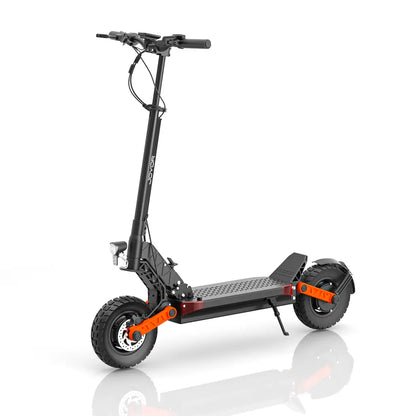 JOYOR S10-S-Z scooter side profile with reflective white background