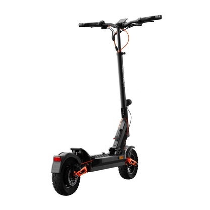 JOYOR T6E electric scooter side view with dual hydraulic suspension