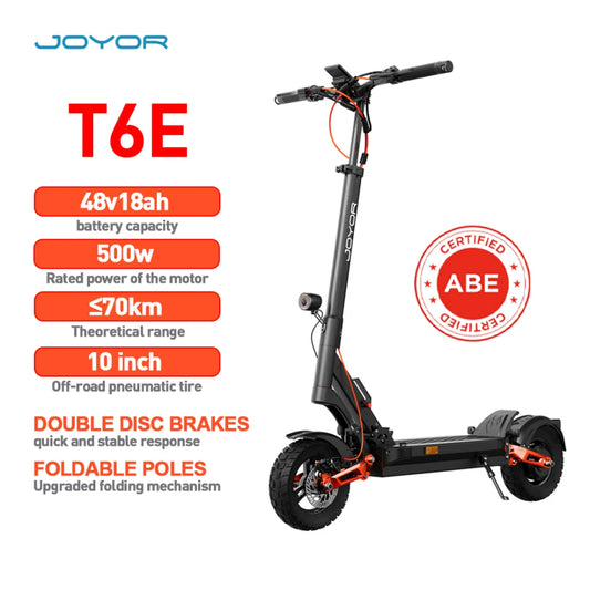 JOYOR T6E e-scooter specs chart: 500W motor, up to 70km range