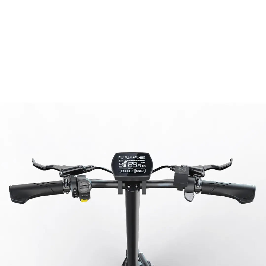 JOYOR E6-S e-scooter handlebar and dashboard close-up shot